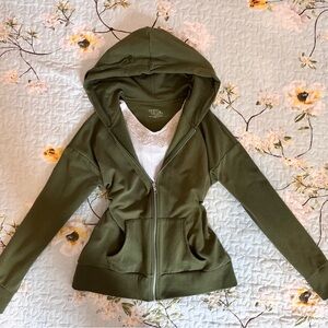 Olive Green Zip-Up Hoodie Jacket